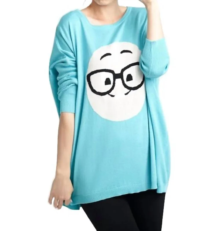 Geek Chic Emoji Pullover In Turquoise