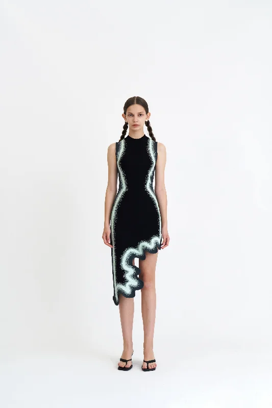 BROOKLYN WAVY ASYMMETRIC DRESS