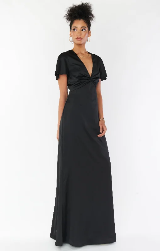 Rome Twist Gown ~ Black Luxe Satin