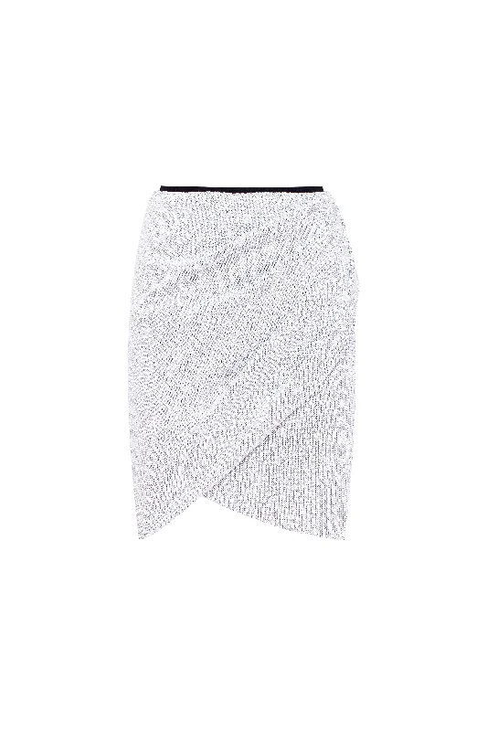 White sequined wrapped mini skirt 