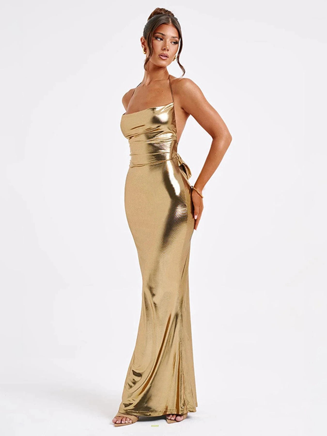 Women's Gold & Silver Fashion Designer Bodycon Dresses (Long)